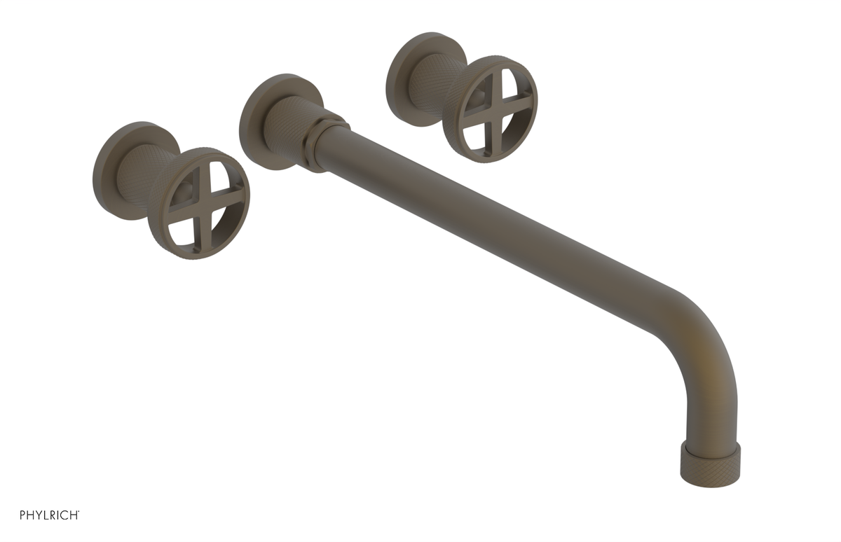 DUSTRIE - Wall Tub Set - 14" Spout - Cross Handles - Knurled 371-56-14