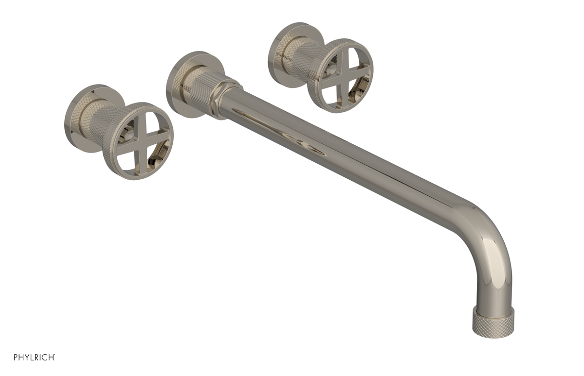 DUSTRIE - Wall Tub Set - 14" Spout - Cross Handles - Knurled 371-56-14