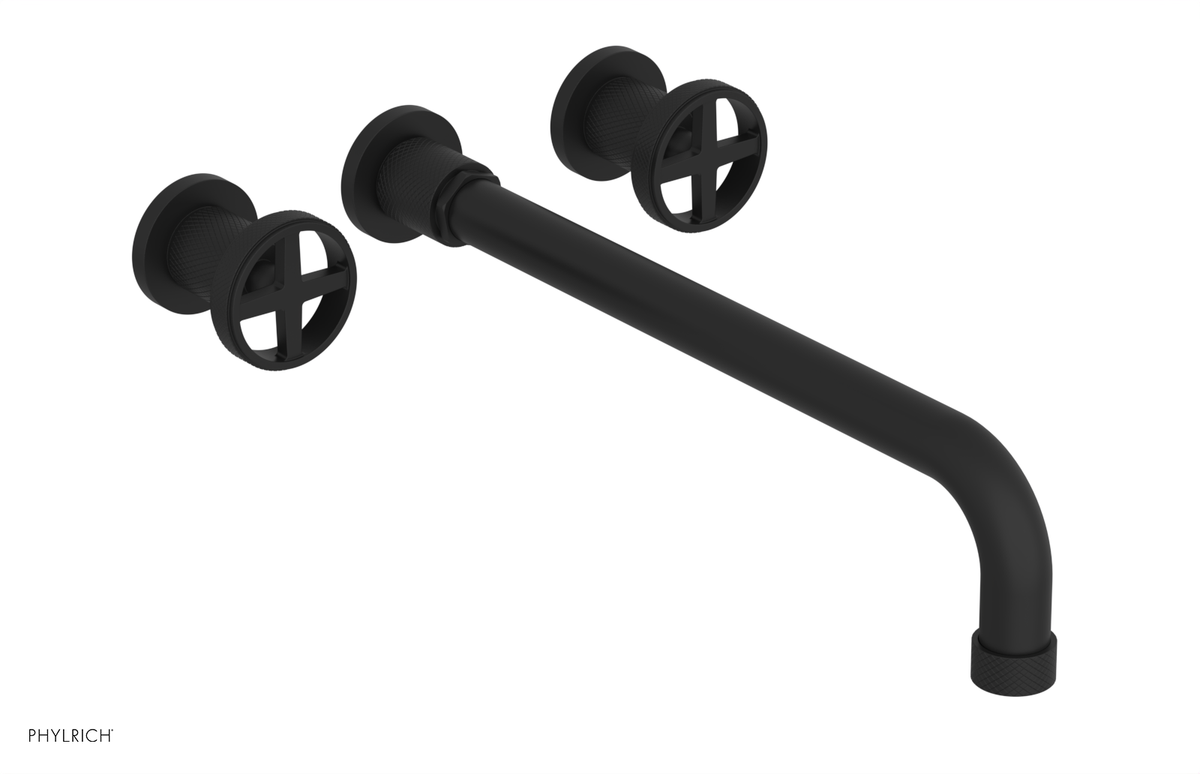 DUSTRIE - Wall Tub Set - 14" Spout - Cross Handles - Knurled 371-56-14
