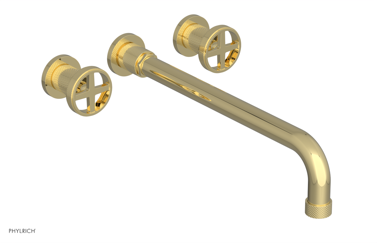 DUSTRIE - Wall Tub Set - 14" Spout - Cross Handles - Knurled 371-56-14