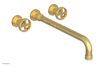 DUSTRIE - Wall Tub Set - 14" Spout - Cross Handles - Knurled 371-56-14