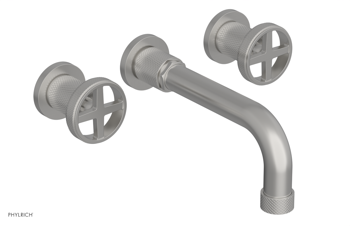 DUSTRIE Wall Lavatory Set - 7 5/8" Spout - Cross Handle - Knurled 371-11