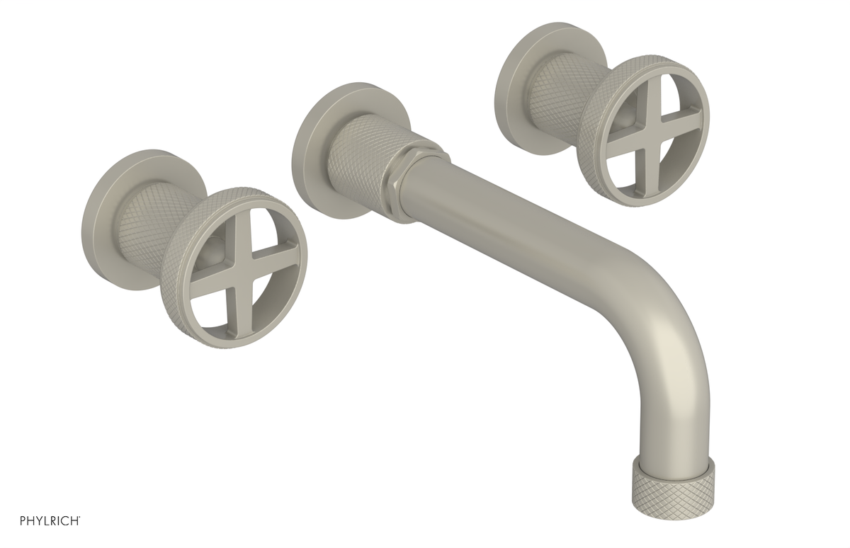 DUSTRIE Wall Lavatory Set - 7 5/8" Spout - Cross Handle - Knurled 371-11