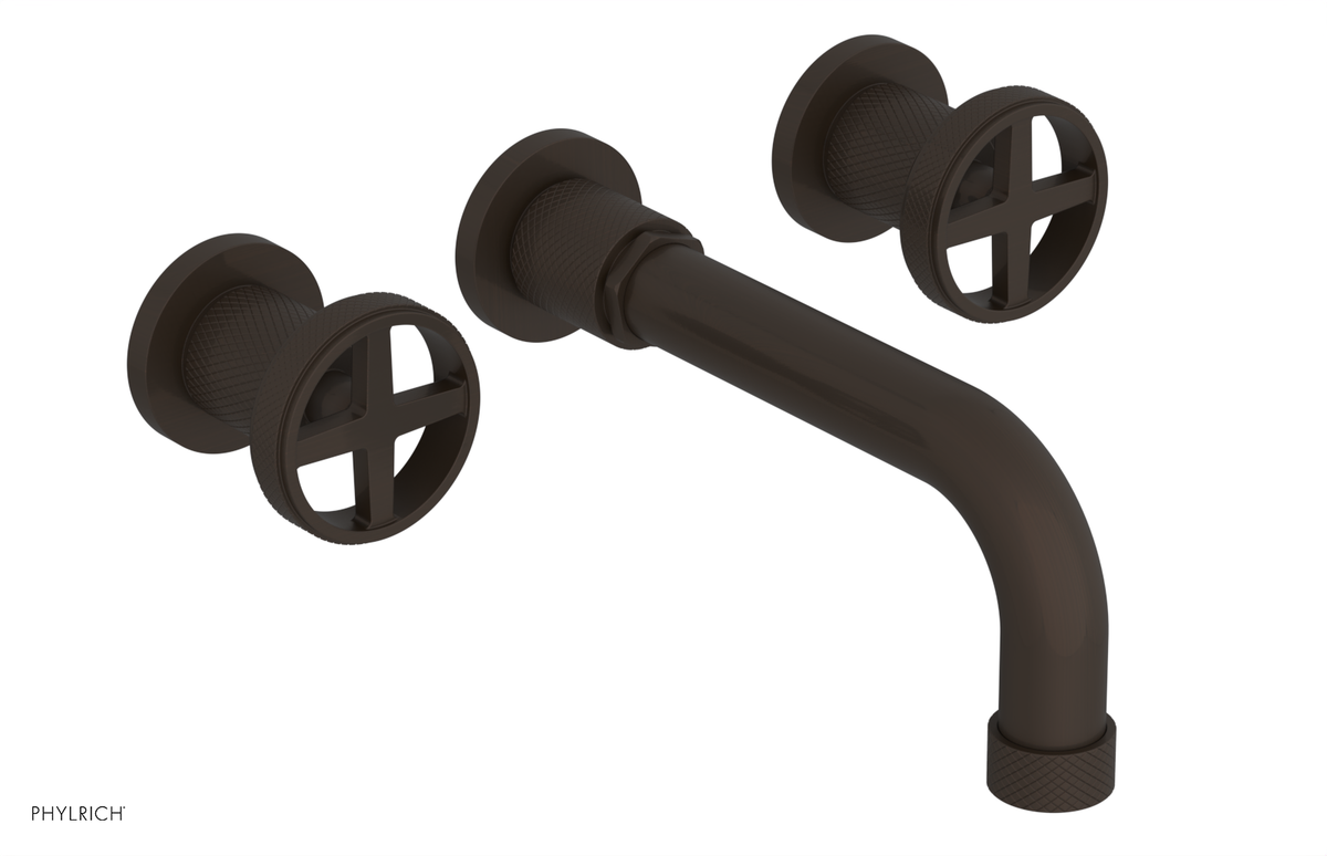 DUSTRIE Wall Lavatory Set - 7 5/8" Spout - Cross Handle - Knurled 371-11