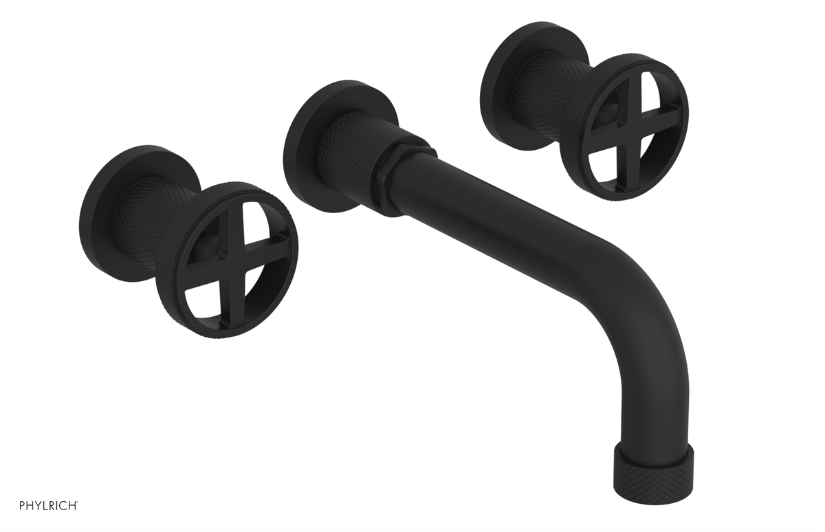 DUSTRIE Wall Lavatory Set - 7 5/8" Spout - Cross Handle - Knurled 371-11