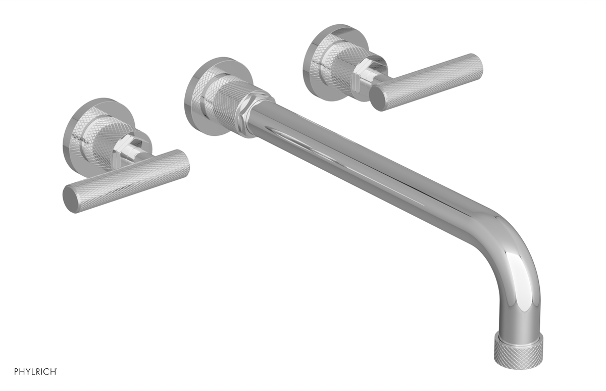 DUSTRIE Wall Lavatory Set - 12" Spout - Lever Handle - Knurled 371-12-12