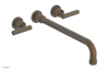 DUSTRIE Wall Lavatory Set - 14" Spout - Lever Handle - Knurled 371-12-14