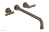 DUSTRIE Wall Lavatory Set - 14" Spout - Lever Handle - Knurled 371-12-14