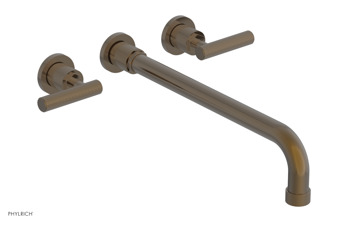 DUSTRIE Wall Lavatory Set - 14" Spout - Lever Handle - Knurled 371-12-14