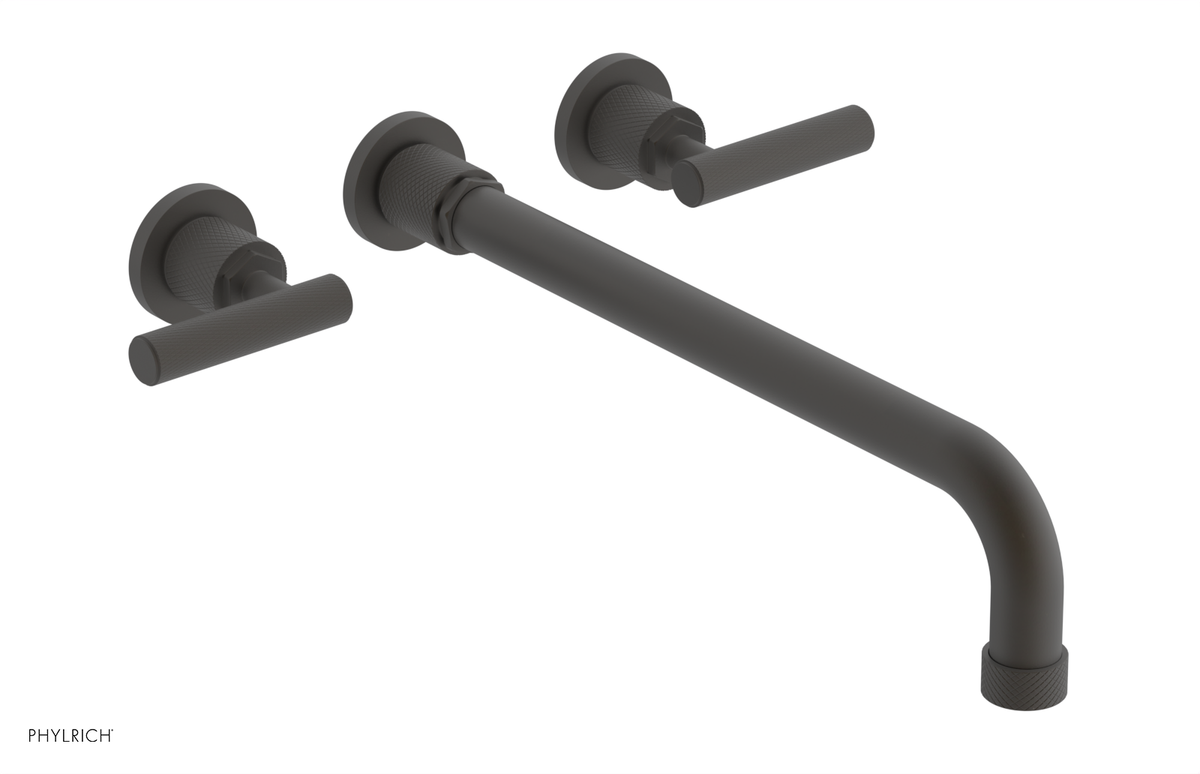 DUSTRIE Wall Lavatory Set - 14" Spout - Lever Handle - Knurled 371-12-14