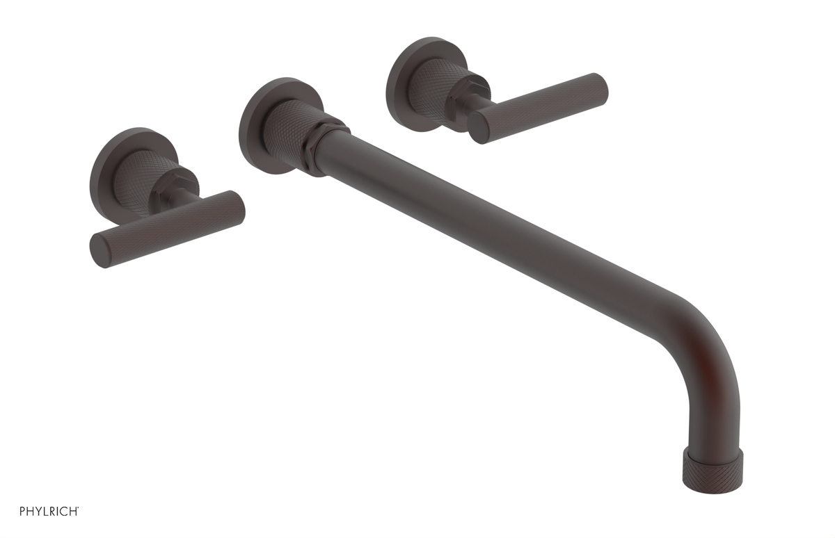 DUSTRIE Wall Lavatory Set - 14" Spout - Lever Handle - Knurled 371-12-14