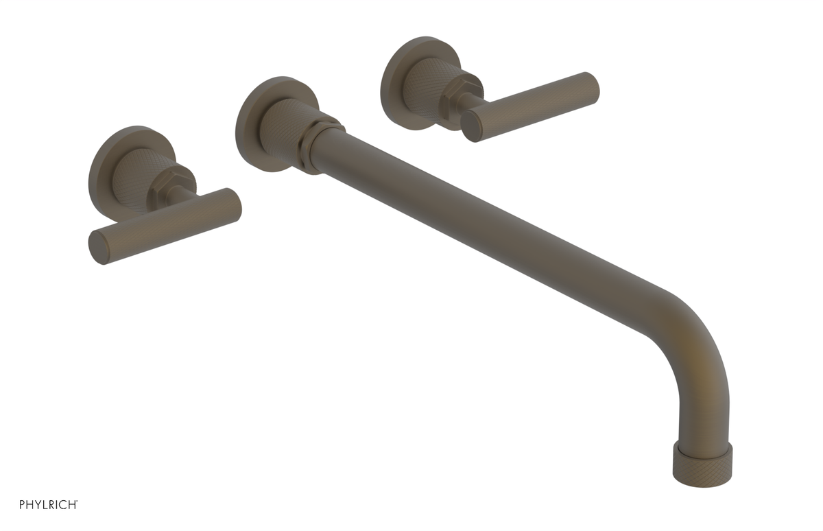 DUSTRIE Wall Lavatory Set - 14" Spout - Lever Handle - Knurled 371-12-14