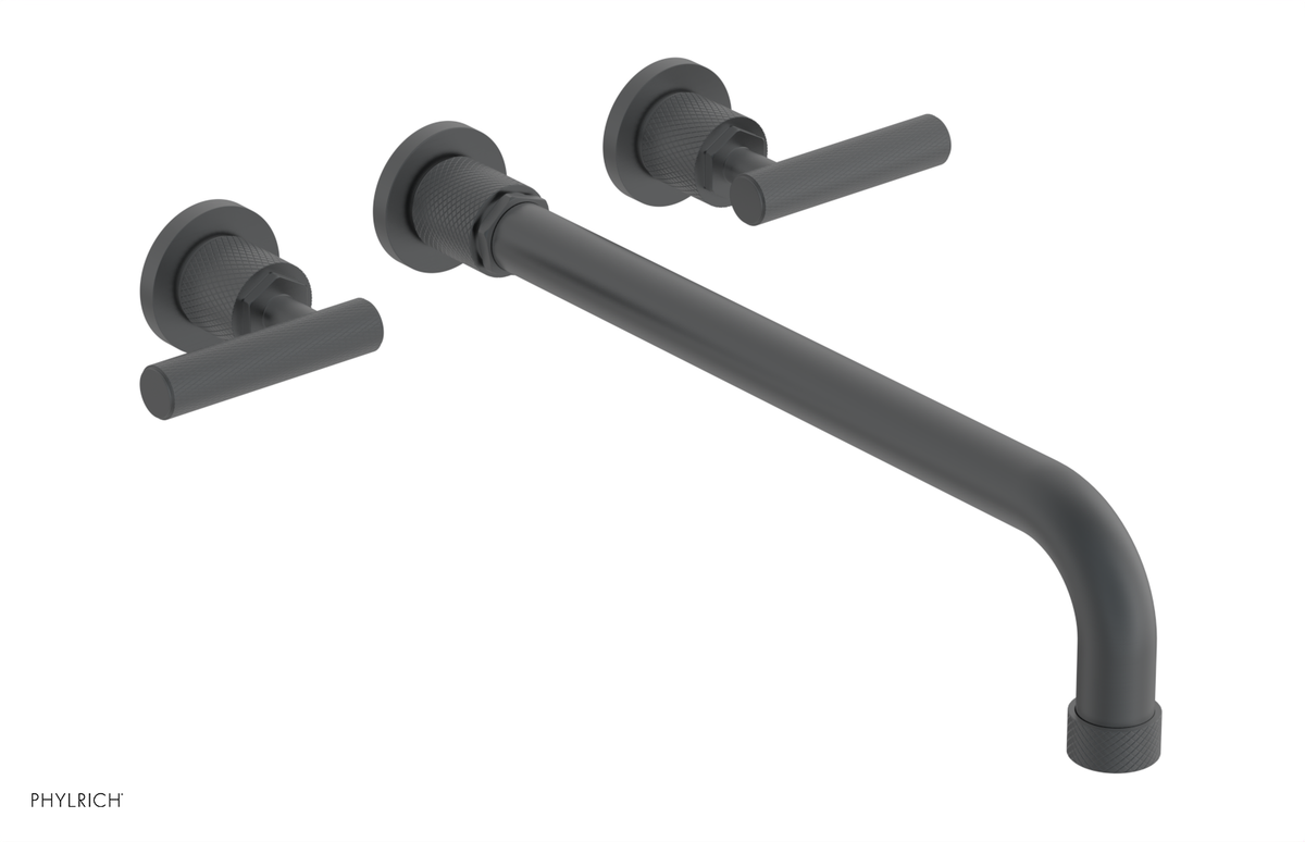 DUSTRIE Wall Lavatory Set - 14" Spout - Lever Handle - Knurled 371-12-14