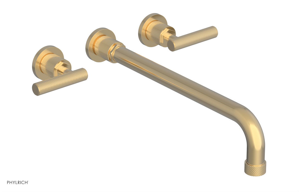 DUSTRIE Wall Lavatory Set - 14" Spout - Lever Handle - Knurled 371-12-14