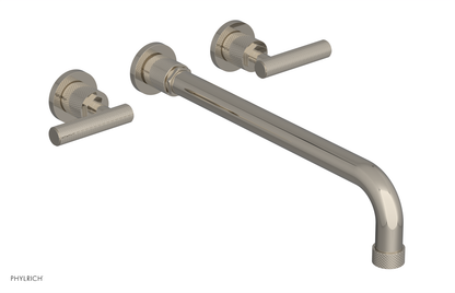 DUSTRIE Wall Lavatory Set - 14" Spout - Lever Handle - Knurled 371-12-14