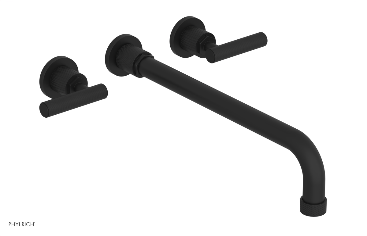 DUSTRIE Wall Lavatory Set - 14" Spout - Lever Handle - Knurled 371-12-14