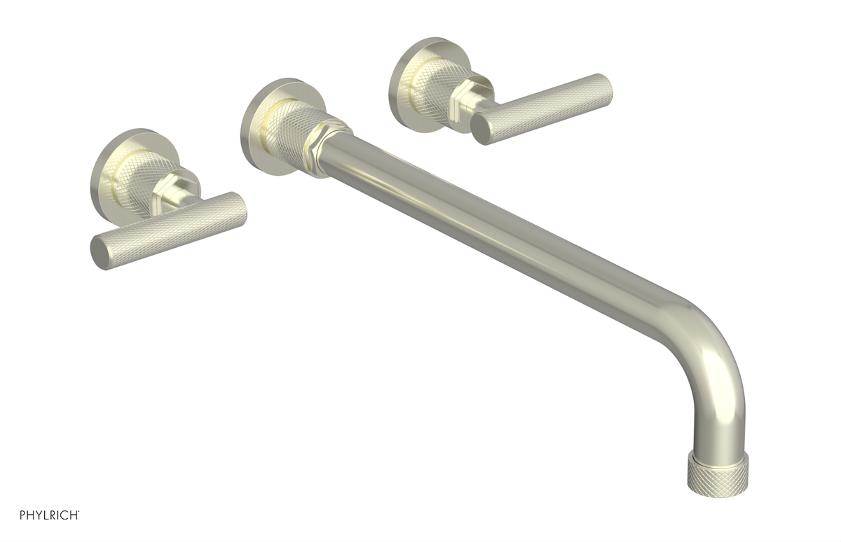 DUSTRIE Wall Lavatory Set - 14" Spout - Lever Handle - Knurled 371-12-14