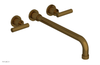 DUSTRIE Wall Lavatory Set - 14" Spout - Lever Handle - Knurled 371-12-14