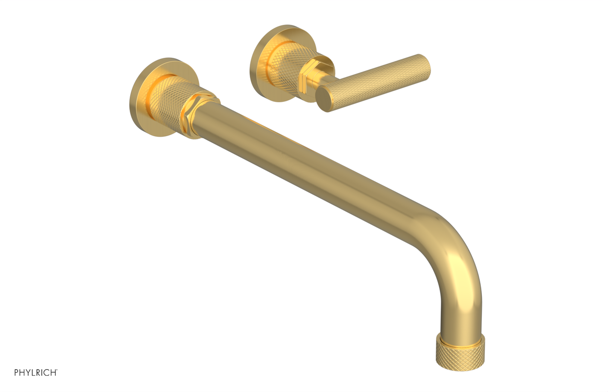 DUSTRIE Single Handle Wall Lavatory Set - 12" Spout - Knurled 371-16-12
