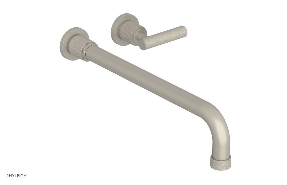 DUSTRIE Single Handle Wall Lavatory Set - 14" Spout - Knurled 371-16-14