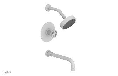 DUSTRIE - Pressure Balance Tub & Shower Set - 10" Spout -  Cross Handle - Knurled 371-26-10