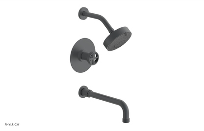 DUSTRIE - Pressure Balance Tub & Shower Set - 10" Spout -  Cross Handle - Knurled 371-26-10