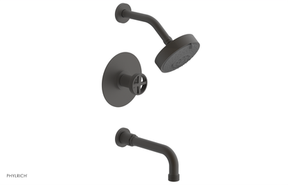 DUSTRIE - Pressure Balance Tub & Shower Set - 7 5/8" Spout -  Cross Handle - Knurled 371-26