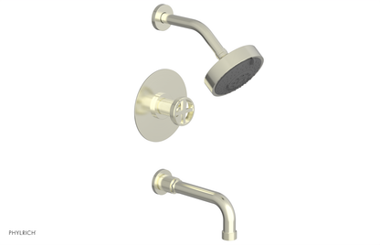 DUSTRIE - Pressure Balance Tub & Shower Set - 7 5/8" Spout -  Cross Handle - Knurled 371-26
