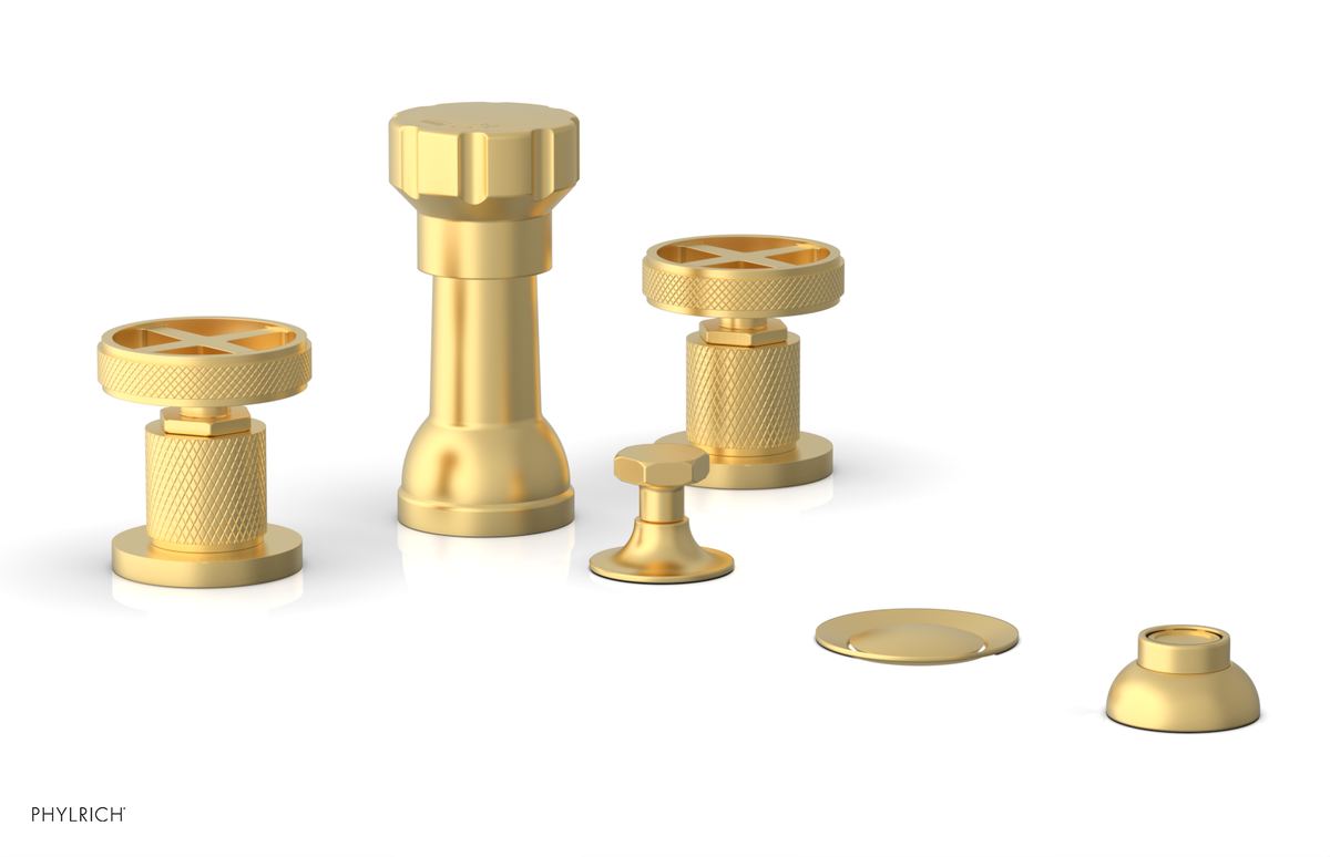 DUSTRIE - Four Hole Bidet Set - Cross Handles - Knurled 371-60