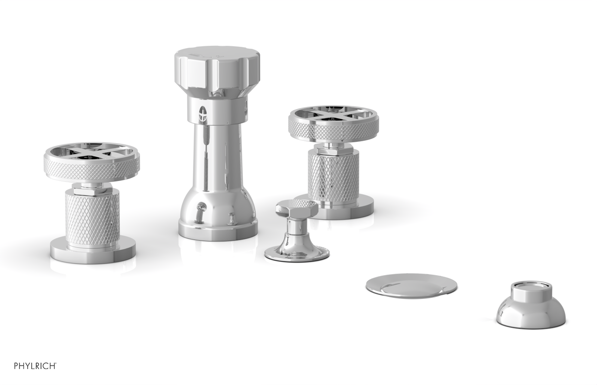 DUSTRIE - Four Hole Bidet Set - Cross Handles - Knurled 371-60
