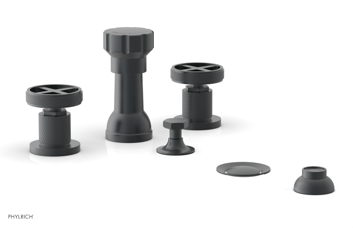 DUSTRIE - Four Hole Bidet Set - Cross Handles - Knurled 371-60