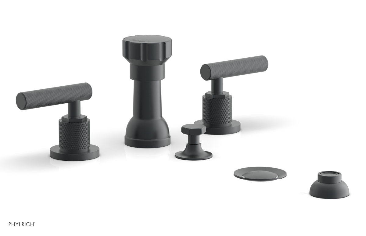 DUSTRIE - Four Hole Bidet Set - Lever Handles - Knurled 371-61