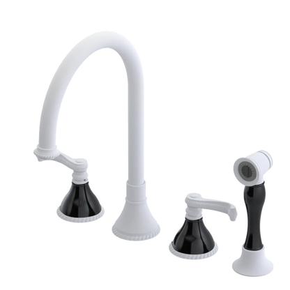Rubinet Widespread Kitchen Set with Hand Spray Matt White