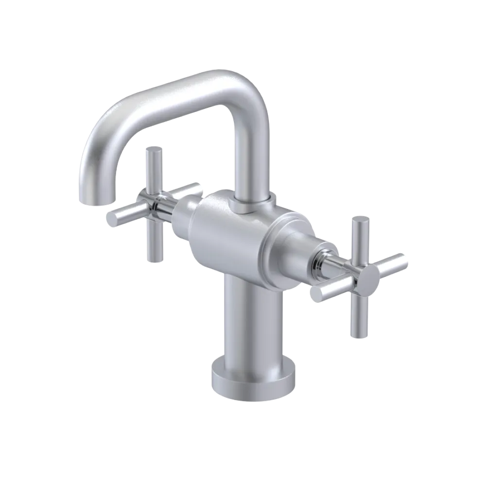 Rubinet Single Hole Dual Handle Lav. Set. (less drain) Satin Chrome