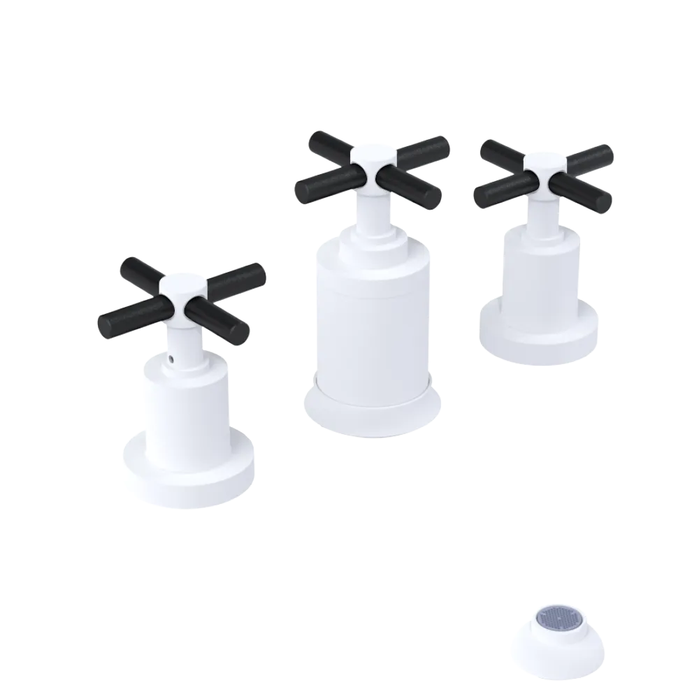 Rubinet Bidet Fitting with Spray, Diverter, and Vacuum Breaker (less drain) Matt White