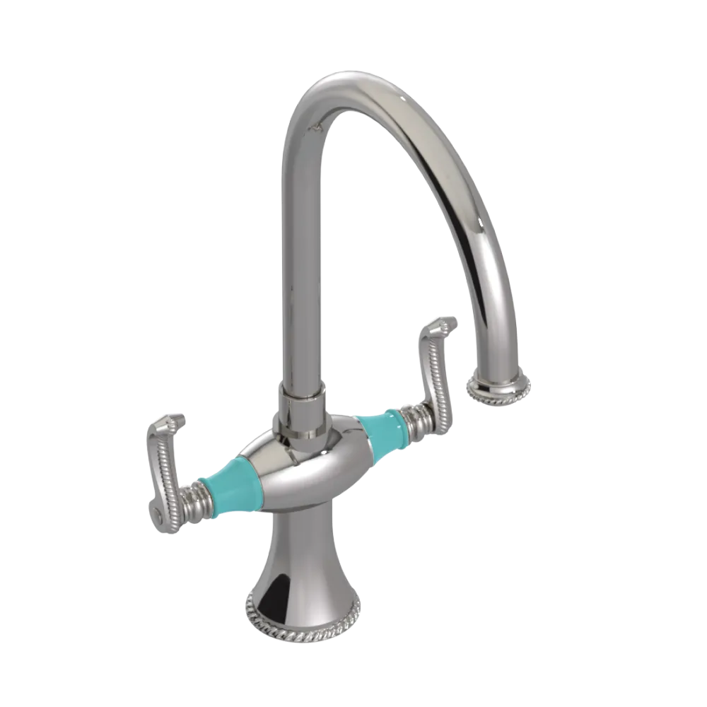 Rubinet Two Handle Single Hole Kitchen Set Polished Nickel