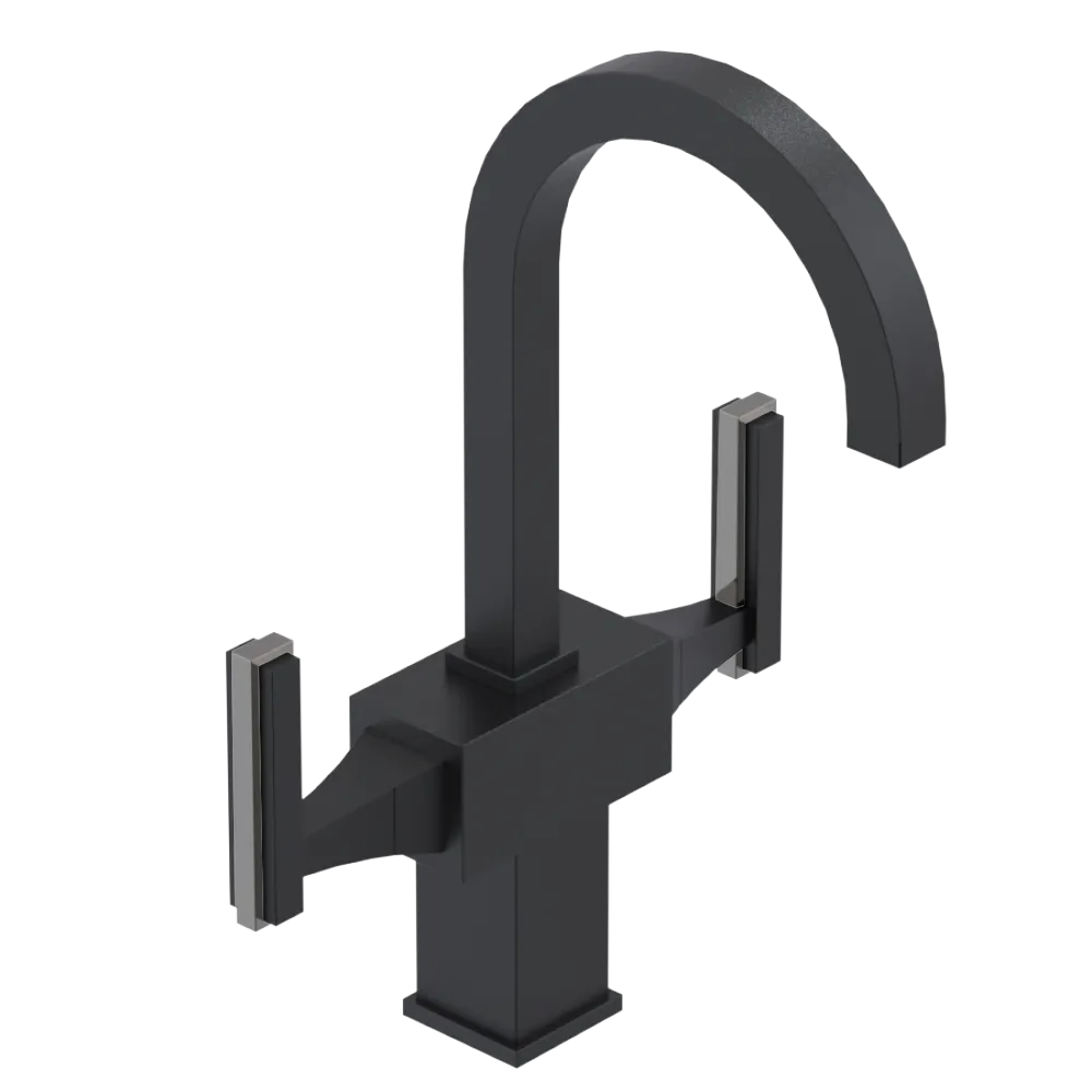 Rubinet Single Hole Dual Handle Lav. Set. (less drain) Matt Black