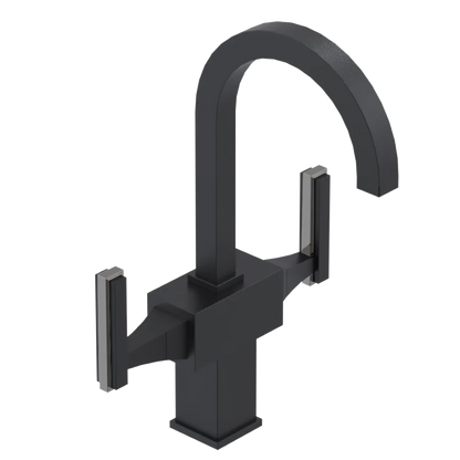 Rubinet Single Hole Dual Handle Lav. Set. (less drain) Matt Black