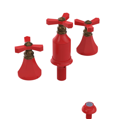 Rubinet Bidet Fitting with Spray, Diverter, and Vacum Breaker (Less Drain) Red