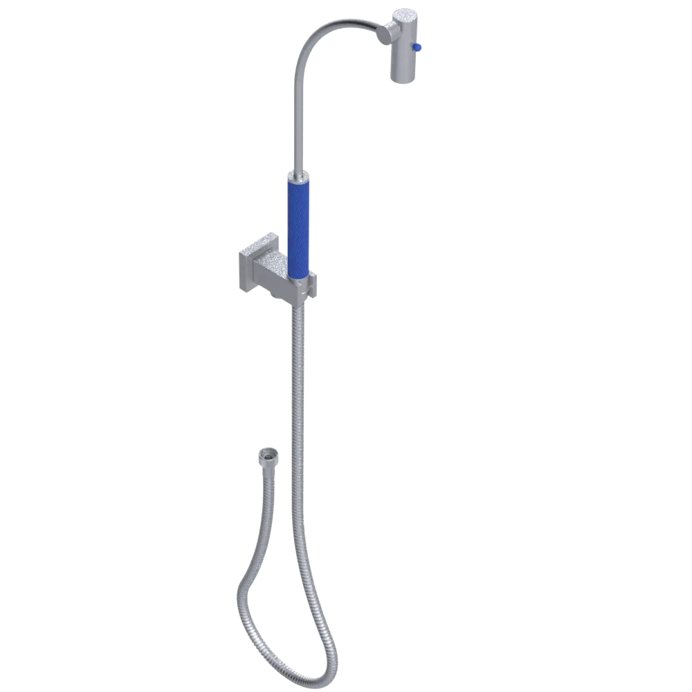 Rubinet Hand Held Shower Bidet with Extended Reach & Dual Function Spray Including Wall Bracket with Supply & Hose (Square) Satin Chrome