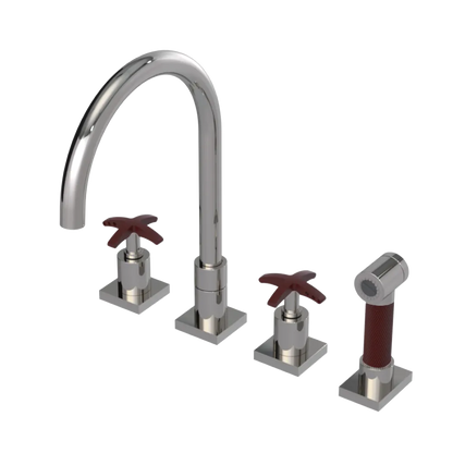 Rubinet Widespread Kitchen Set with Hand Spray Polished Nickel