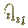 Rubinet Widespread Kitchen Set with Hand Spray Gold