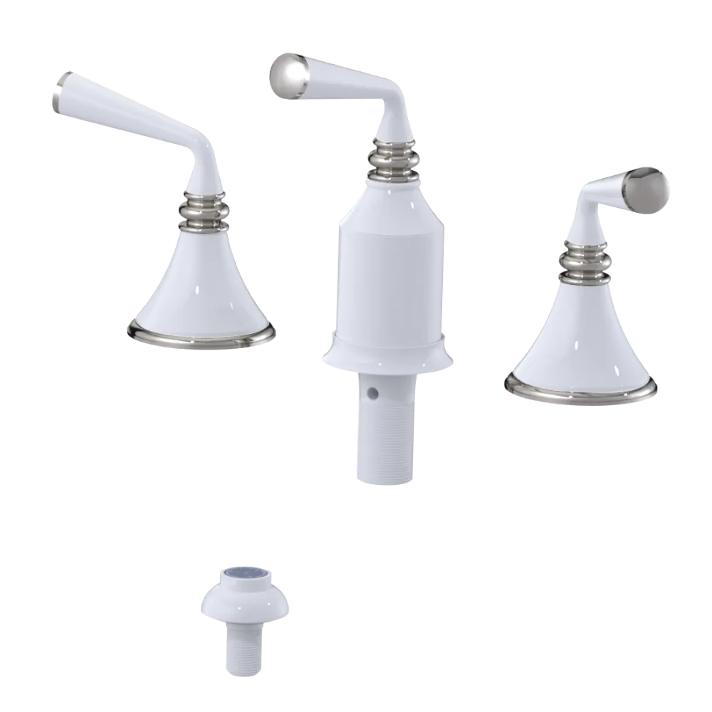 Rubinet Bidet Fitting with Spray, Diverter, and Vacum Breaker (Less Drain) White