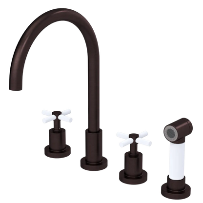 Rubinet Widespread Kitchen Set with LaSalle Spout with Hand Spray Oil Rubbed Bronze