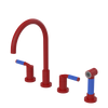Rubinet Widespread Kitchen Set with Hand Spray Maroon