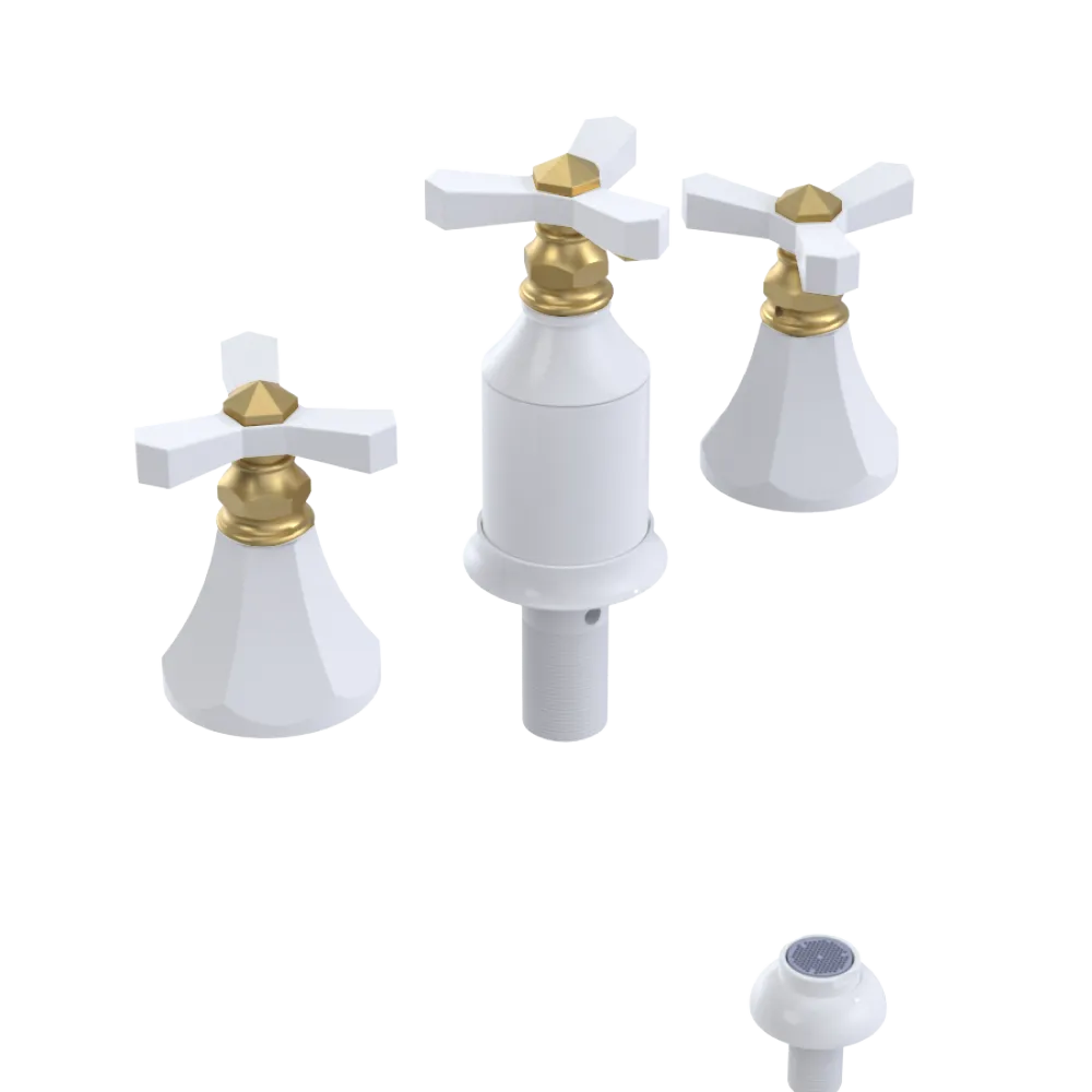 Rubinet Bidet Fitting with Spray, Diverter, and Vacum Breaker (Less Drain) White