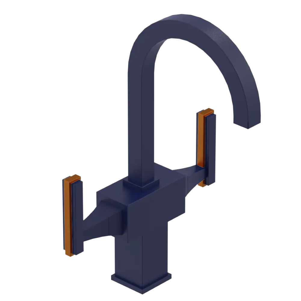Rubinet Single Hole Dual Handle Lav. Set. (less drain) Midnight Blue