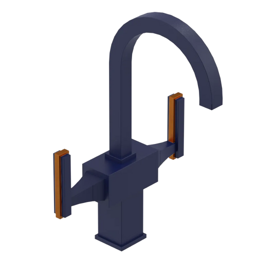 Rubinet Single Hole Dual Handle Lav. Set. (less drain) Midnight Blue