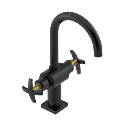 Rubinet Single Hole Dual Handle Lav. Set. (less drain) Black