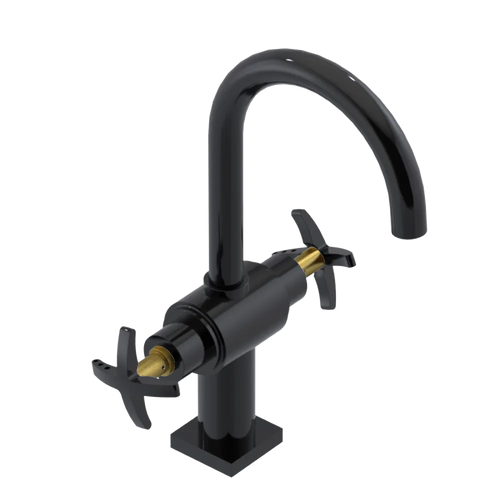 Rubinet Single Hole Dual Handle Lav. Set. (less drain) Black